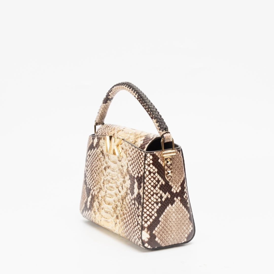 Michael Kors Karlie Two-Tone Snake Embossed Leather Crossbody Bag