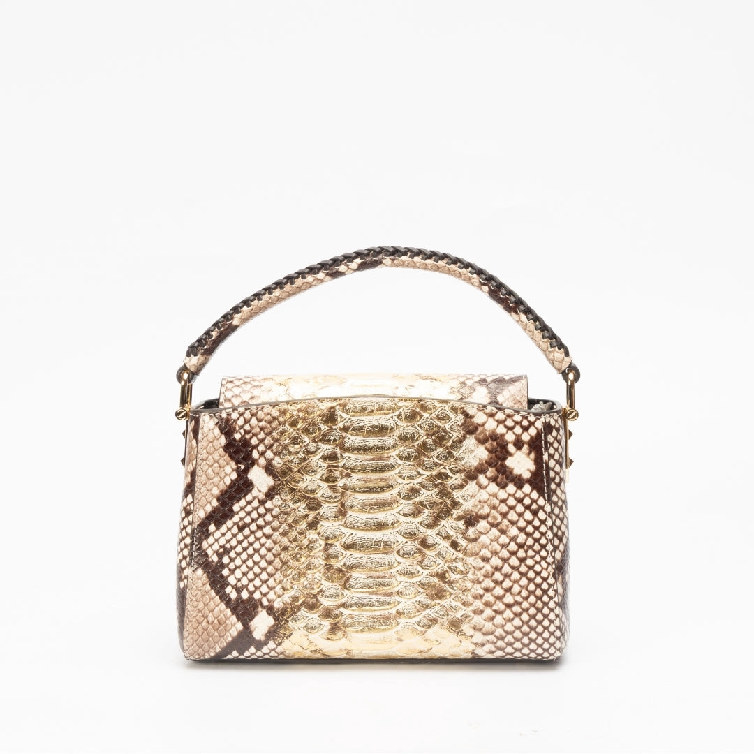 Michael Kors Karlie Two-Tone Snake Embossed Leather Crossbody Bag