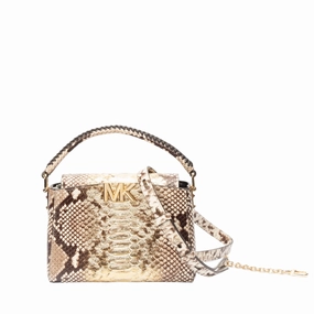 Michael Kors Karlie Two-Tone Snake Embossed Leather Crossbody Bag