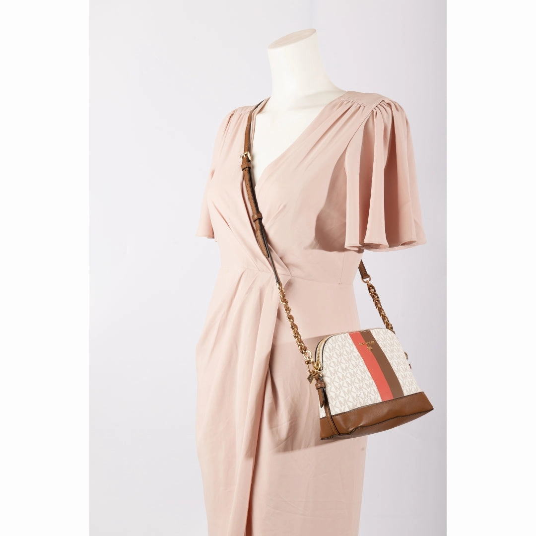 Michael Kors Logo Stripe Dome Crossbody Bag