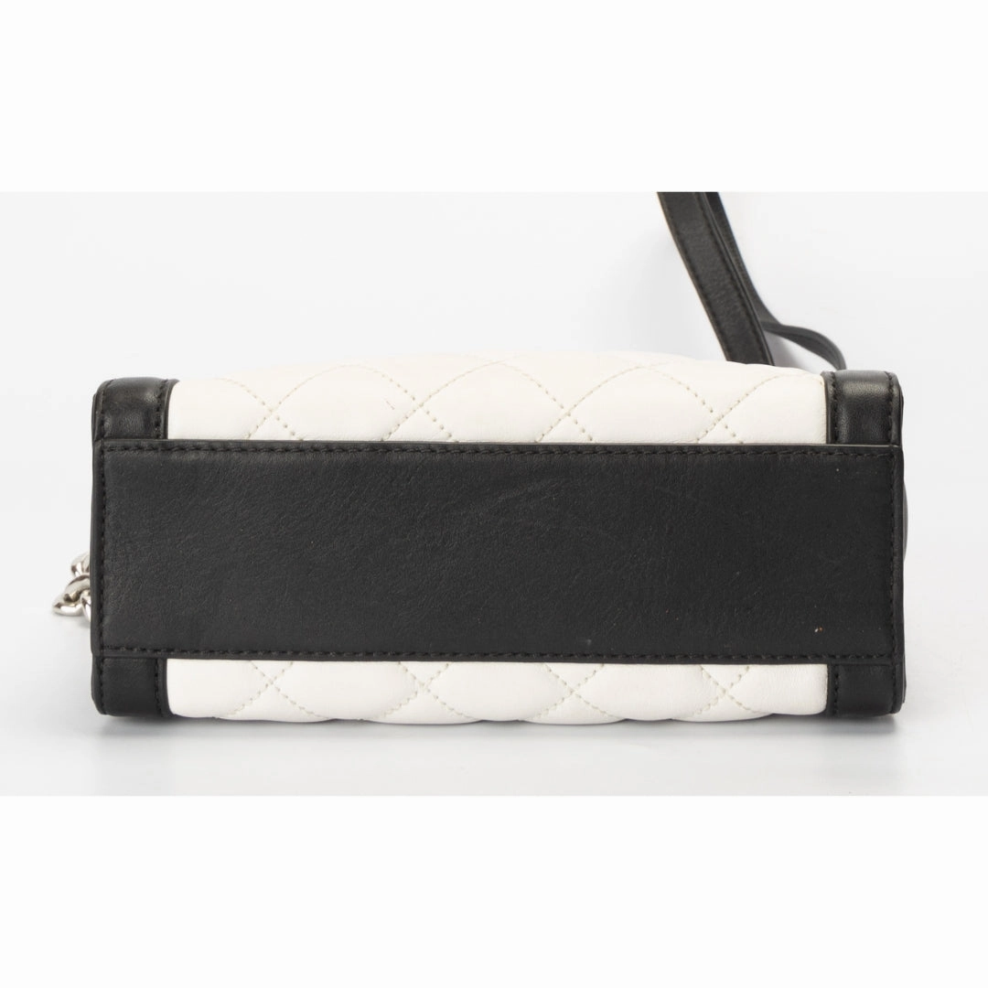 Michael Kors White/Black Quilted Leather Hamilton Crossbody Bag