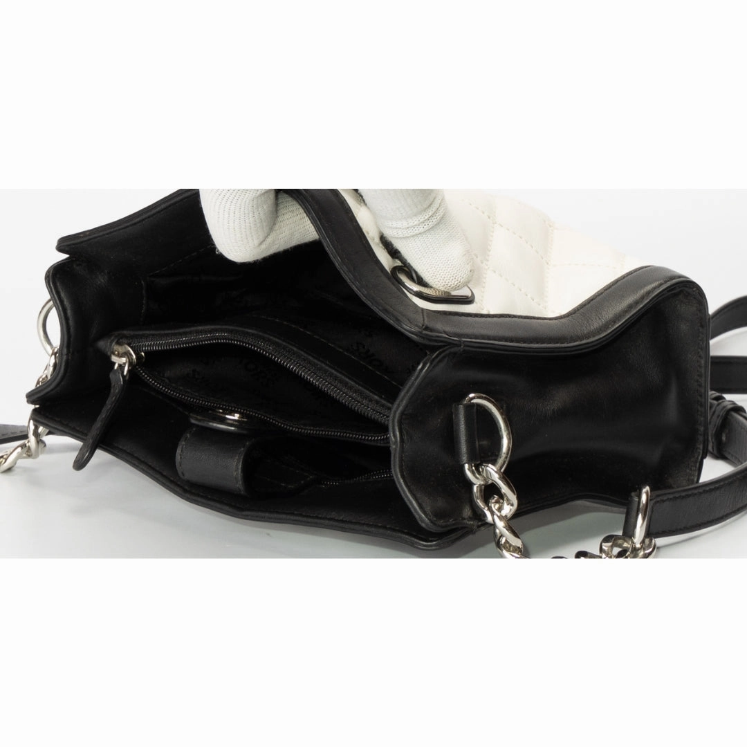 Michael Kors White/Black Quilted Leather Hamilton Crossbody Bag