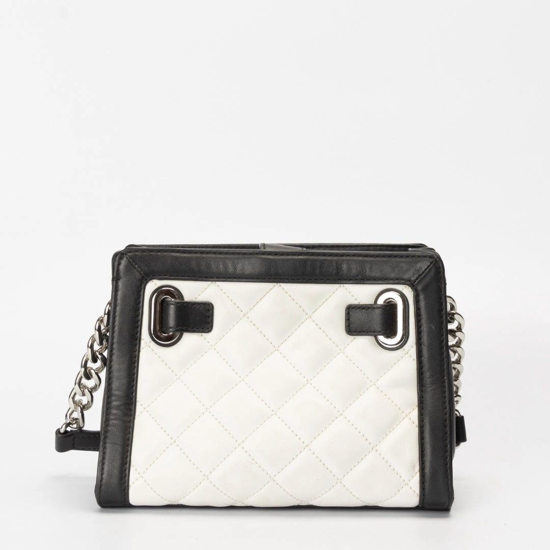 Michael Kors White/Black Quilted Leather Hamilton Crossbody Bag