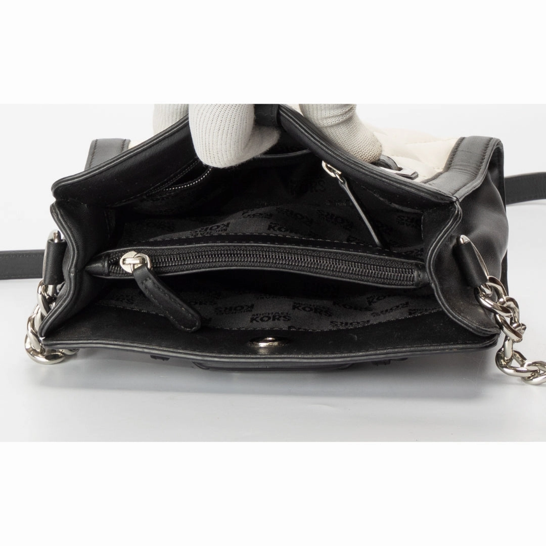 Michael Kors White/Black Quilted Leather Hamilton Crossbody Bag