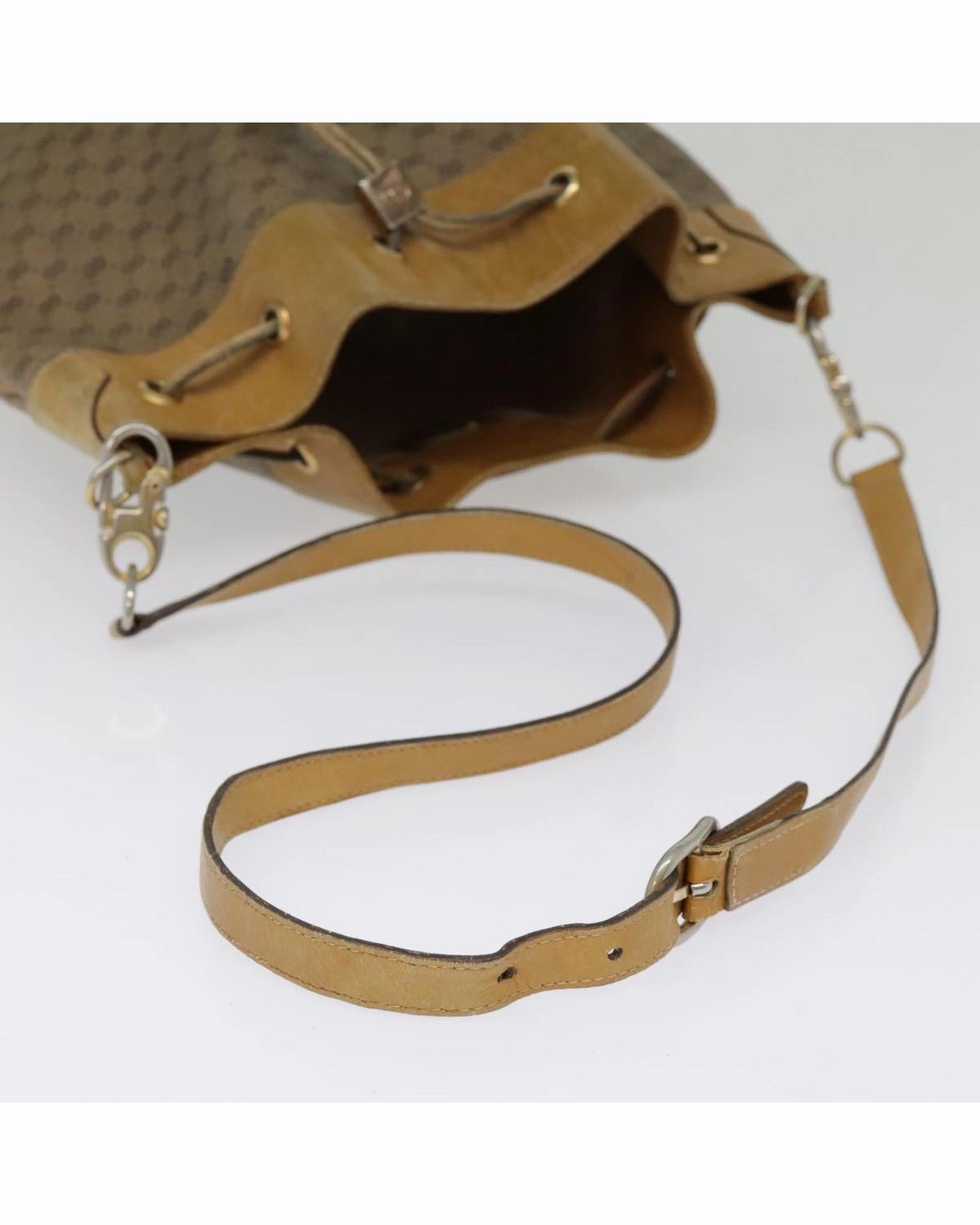 Micro GG Canvas Web Sherry Line Shoulder Bag Beige Gold Auth