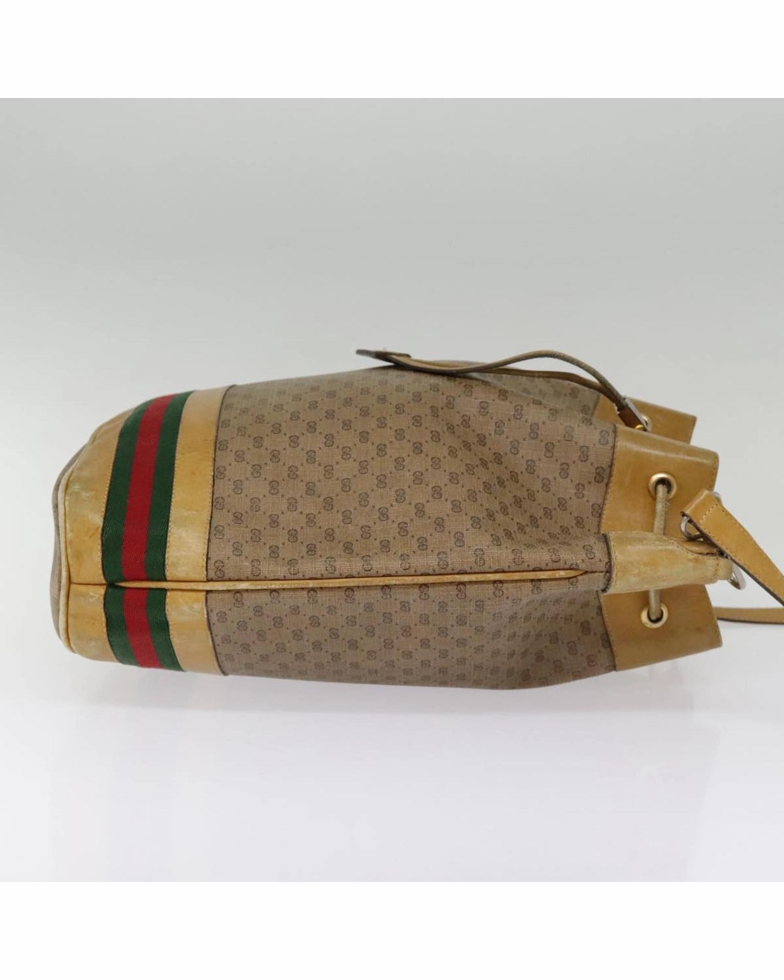 Micro GG Canvas Web Sherry Line Shoulder Bag Beige Gold Auth