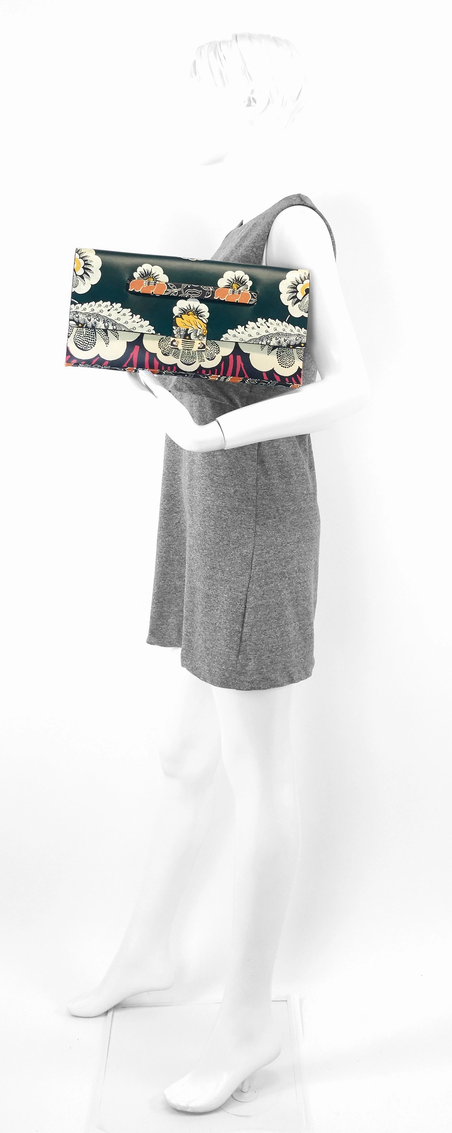 MIME Floral Print Leather Clutch Bag