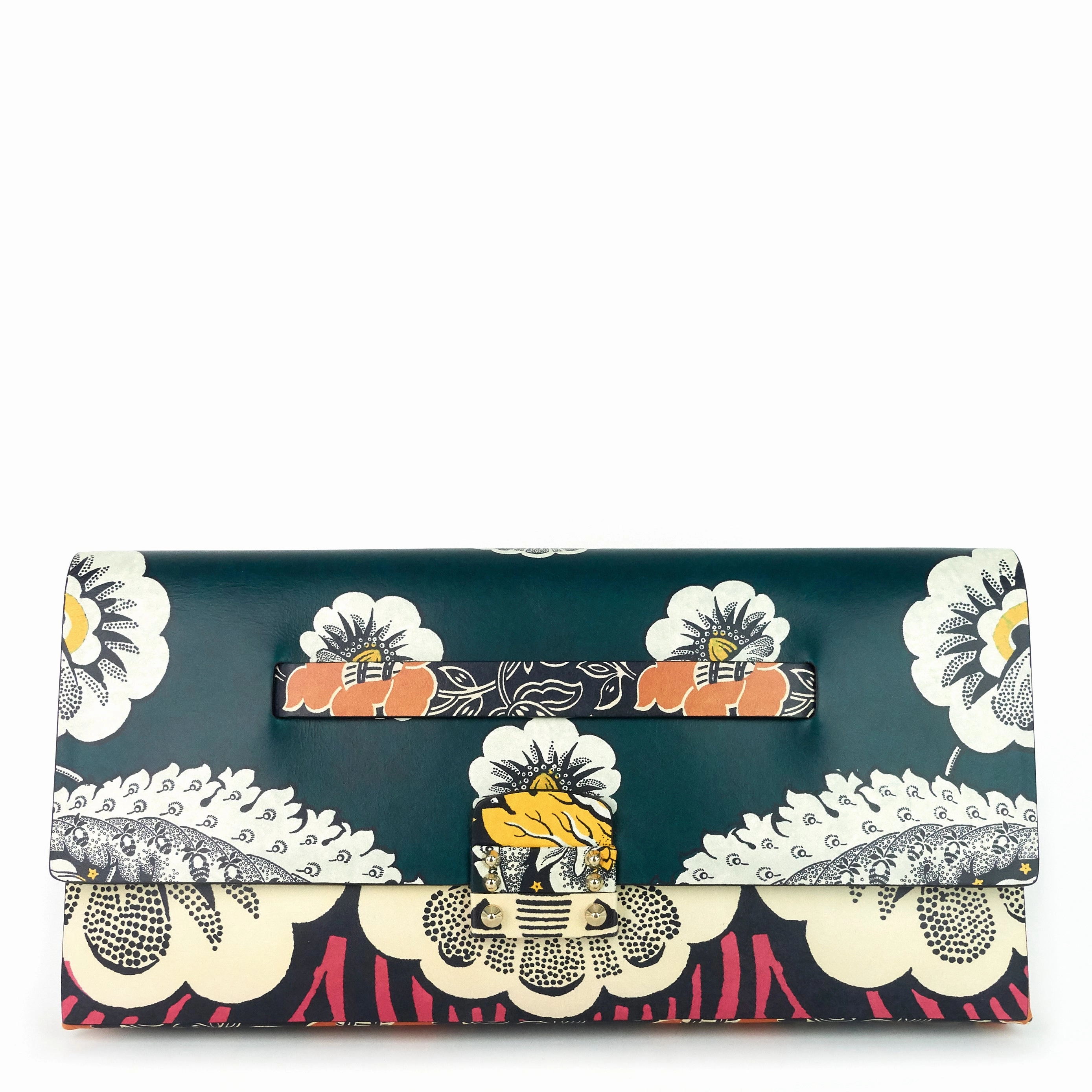 MIME Floral Print Leather Clutch Bag