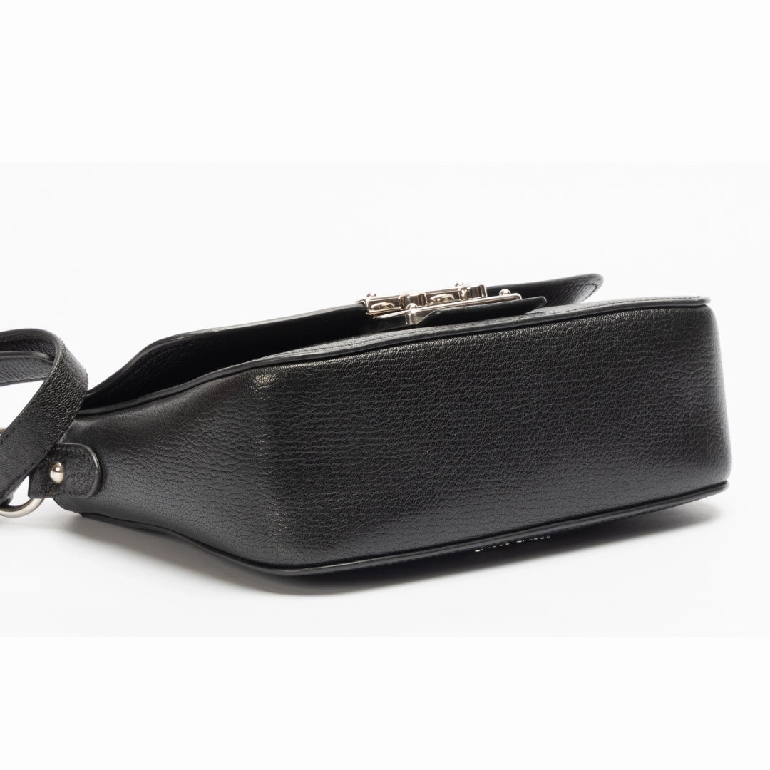 Miu Miu Black Leather Pushlock Flap Crossbody Bag