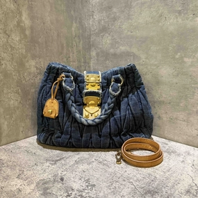 Miumiu Coffer Blue Denim Shoulder Bag