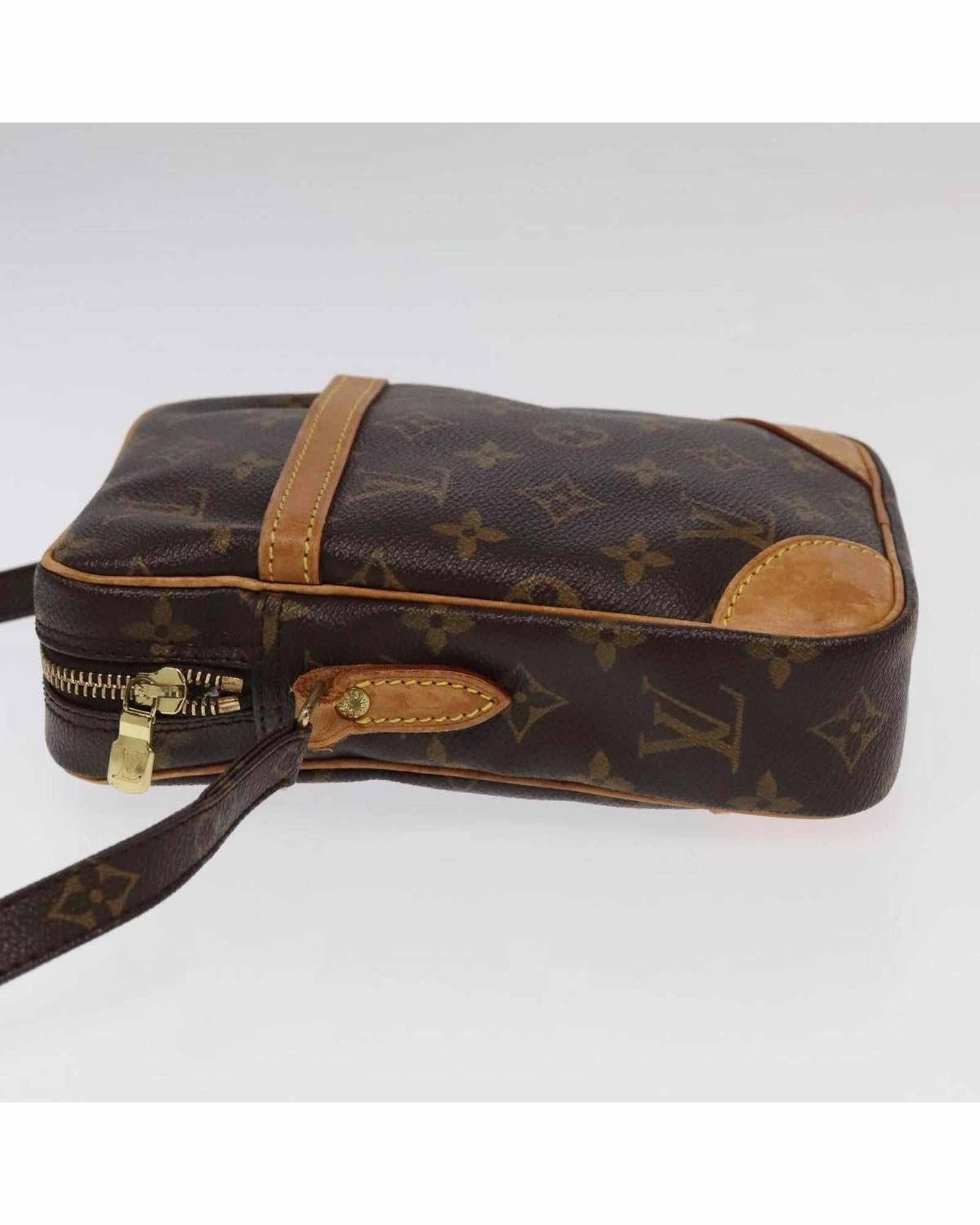 Monogram Canvas Shoulder Bag with Adjustable Strap and Vintage Detailing
