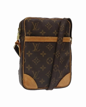 Monogram Canvas Shoulder Bag with Adjustable Strap and Vintage Detailing