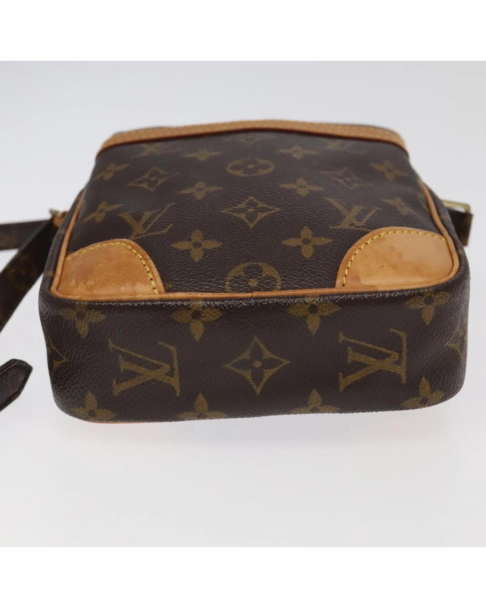 Monogram Canvas Shoulder Bag with Adjustable Strap and Vintage Detailing