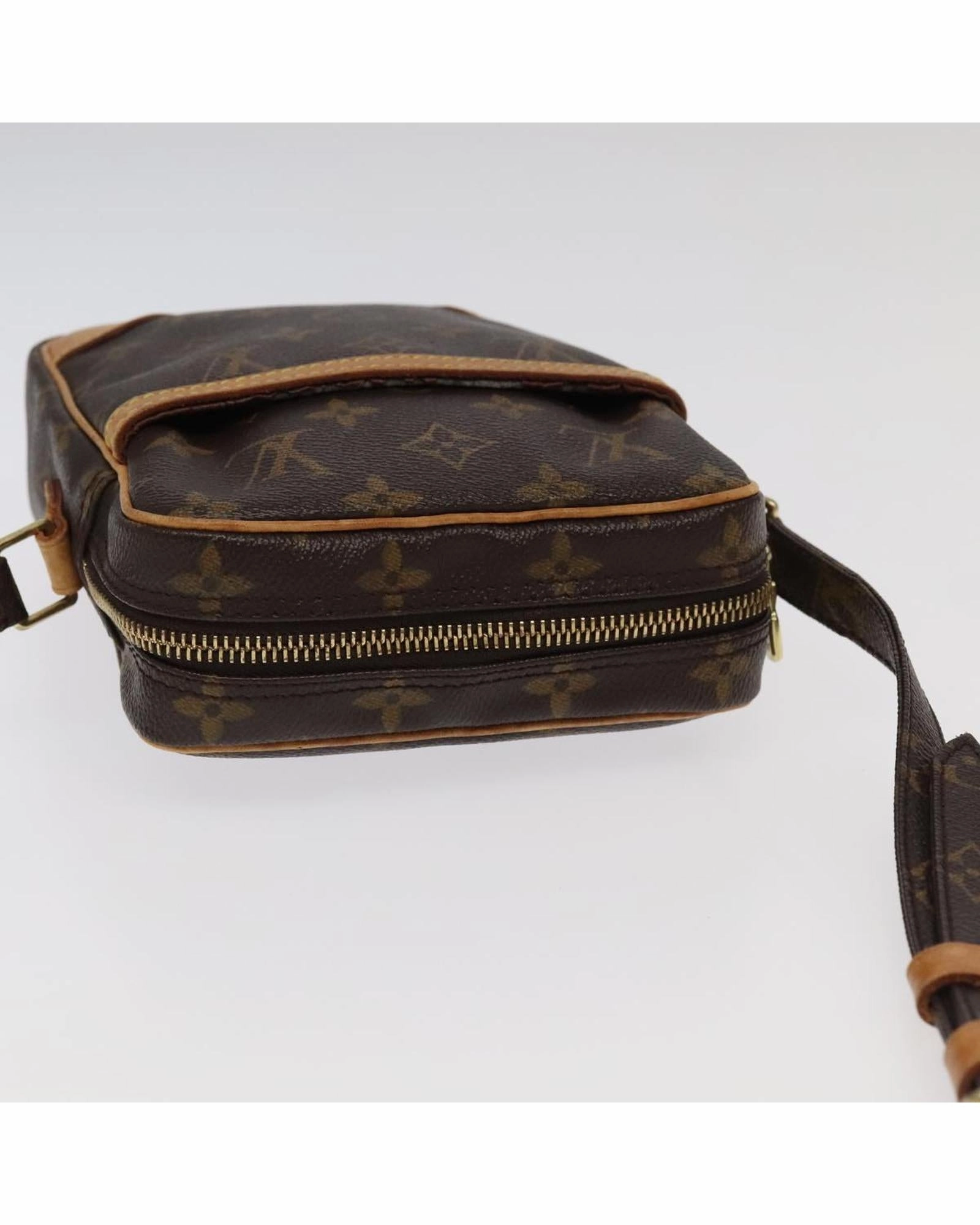 Monogram Canvas Shoulder Bag with Adjustable Strap and Vintage Detailing