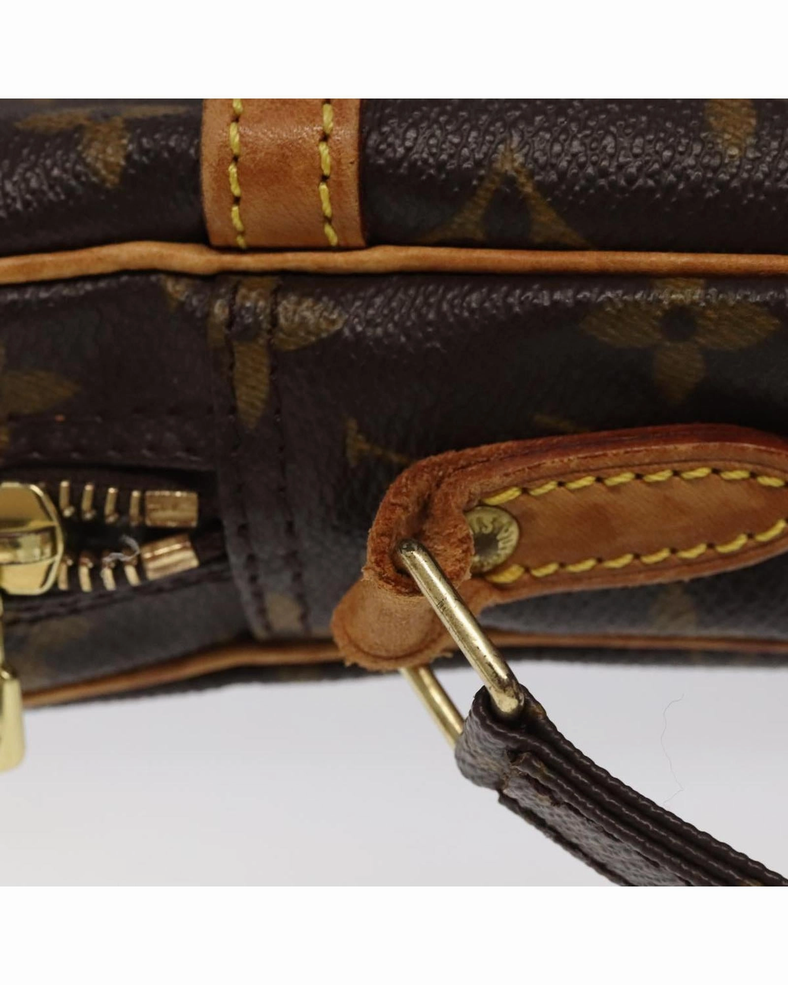 Monogram Canvas Shoulder Bag with Adjustable Strap and Vintage Detailing