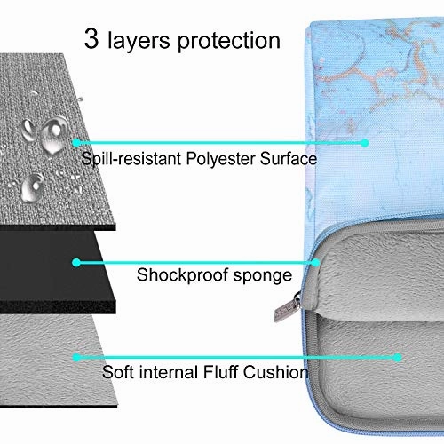 MOSISO Laptop Shoulder Bag Compatible with MacBook Pro/Air 13 inch, 13-13.3 inch Notebook Computer, Polyester Watercolor Marble Carrying Briefcase Sleeve, Turquoise