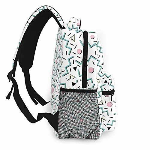 Multifunctional Casual Backpack,Back To The 80's Eighties, Funky Memphis Pattern Design,Adult Teens College Double Shoulder Pack Travel Sports Bag Computer Notebooks