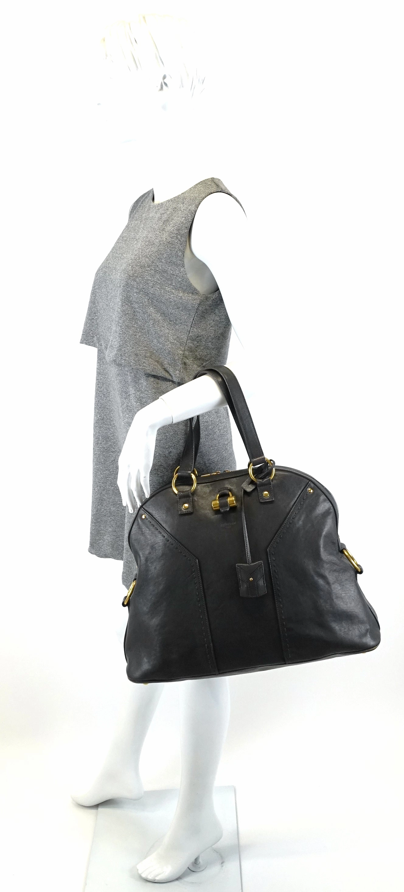 Muse Oversized Gray Leather Bag