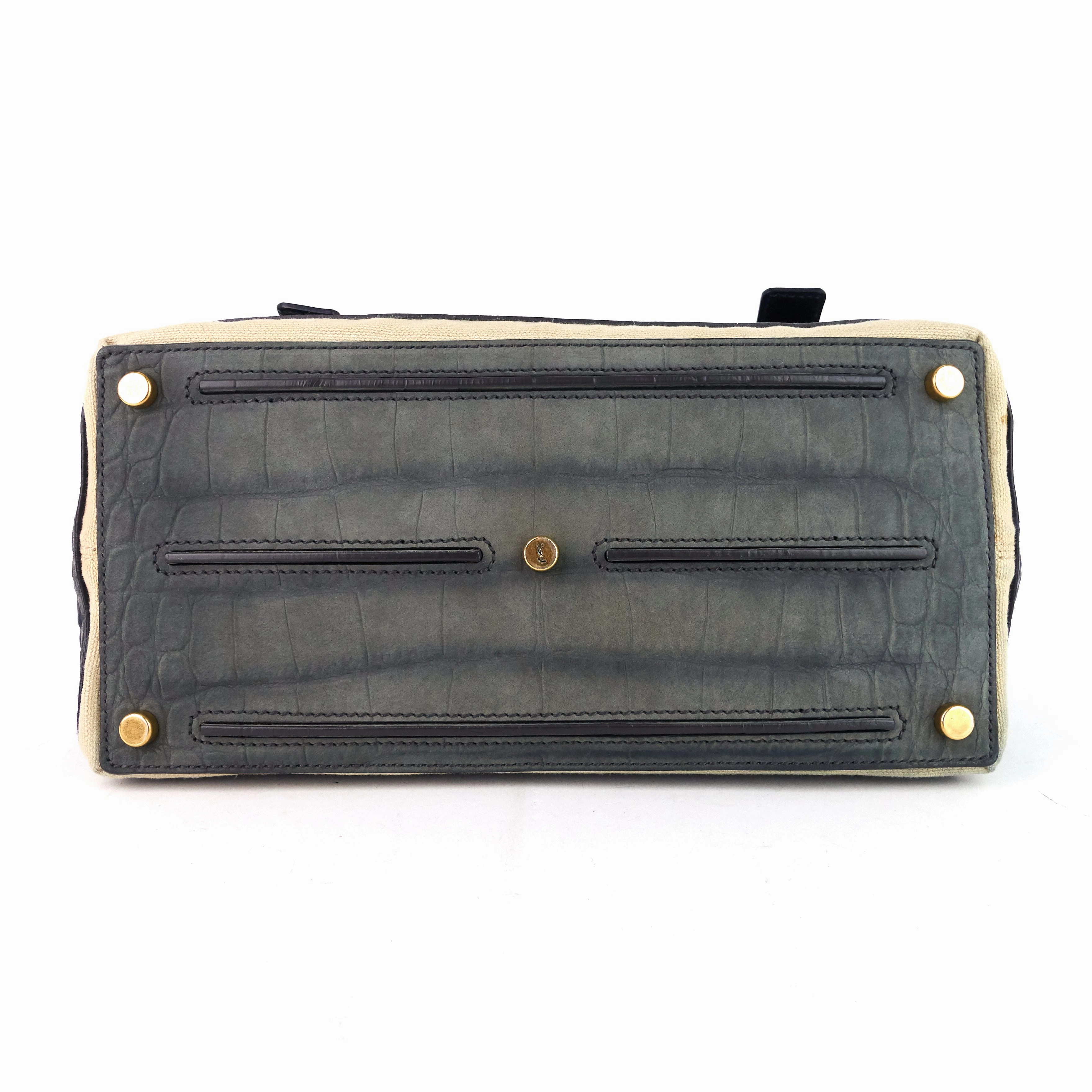 Muse Two-Tone Leather, Suede and Canvas Handbag
