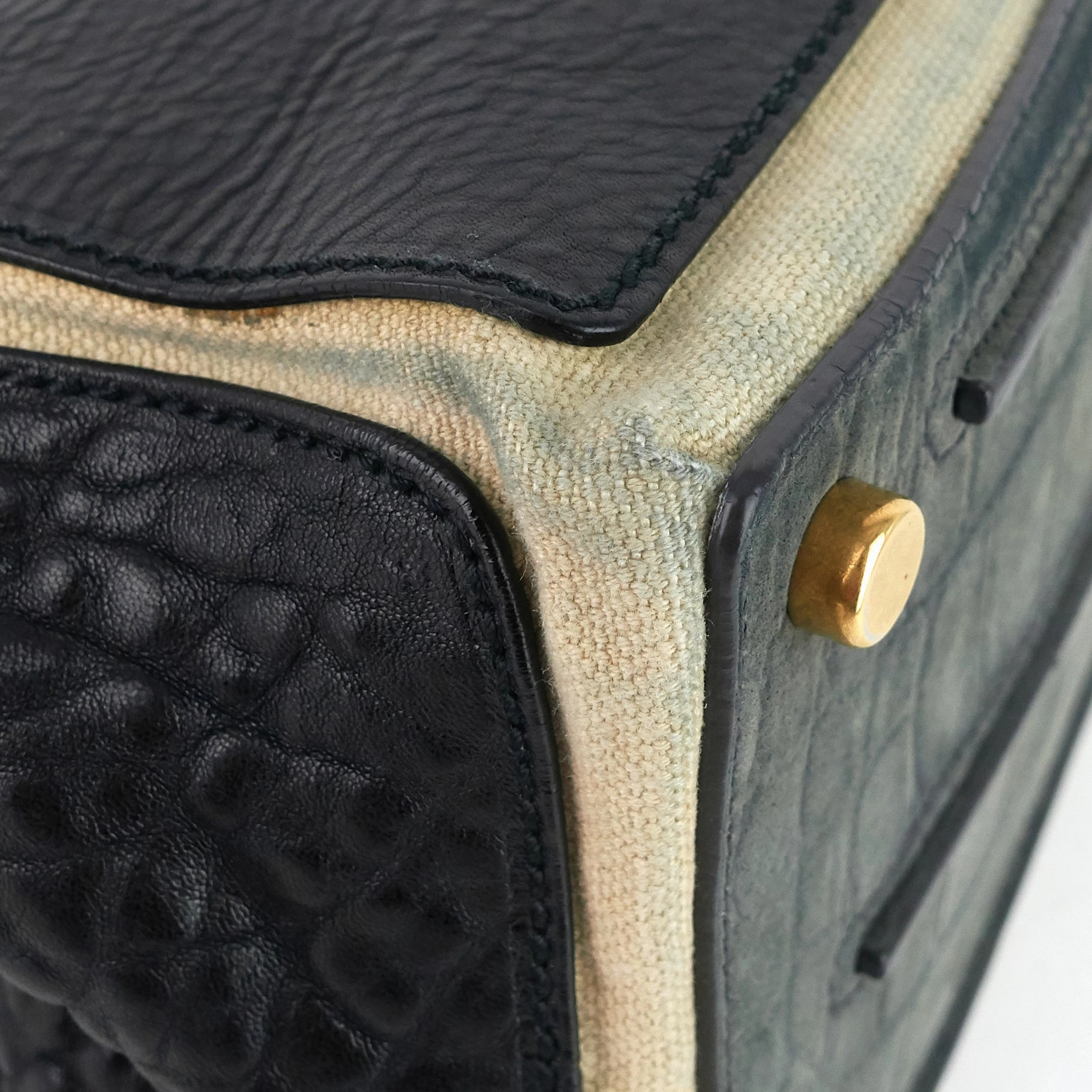 Muse Two-Tone Leather, Suede and Canvas Handbag