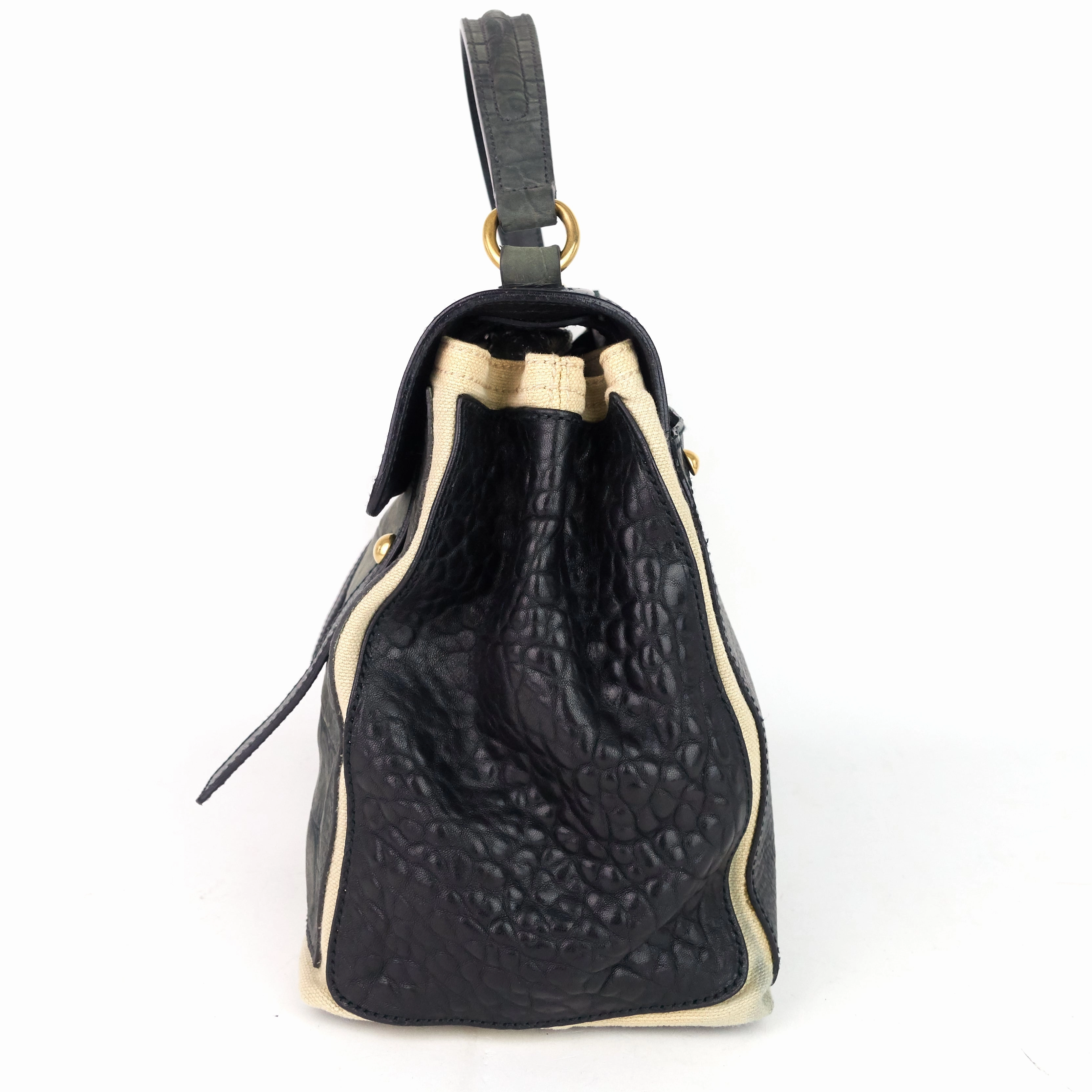 Muse Two-Tone Leather, Suede and Canvas Handbag