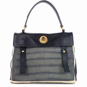 Muse Two-Tone Leather, Suede and Canvas Handbag