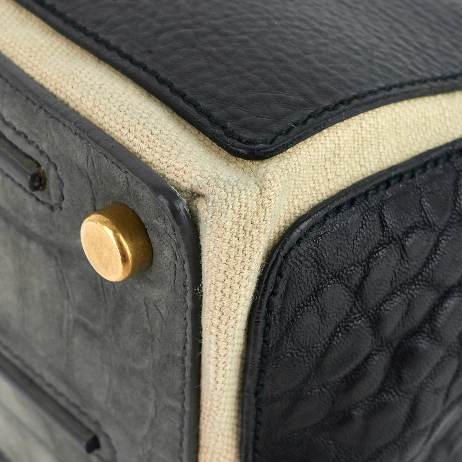 Muse Two-Tone Leather, Suede and Canvas Handbag