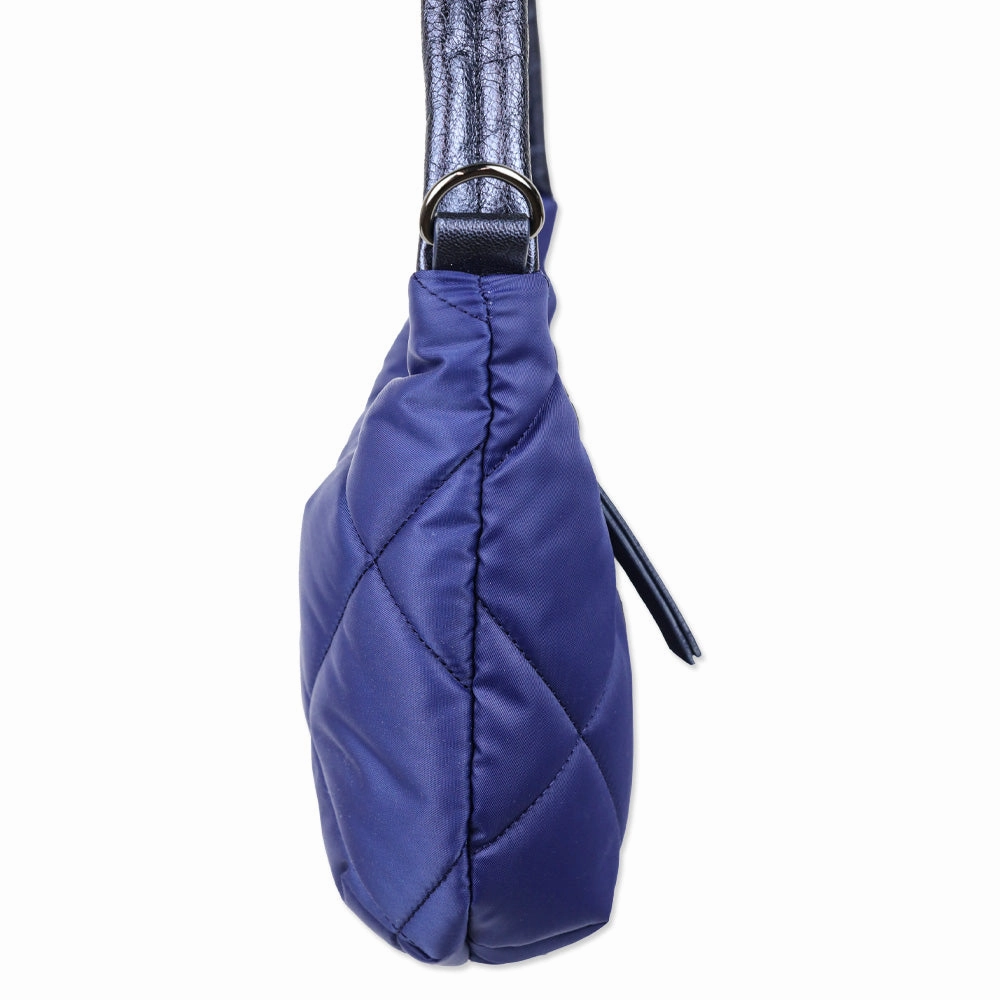 MZ Wallace Sapphire Blue Quilted Nylon Small Bowery Shoulder Bag