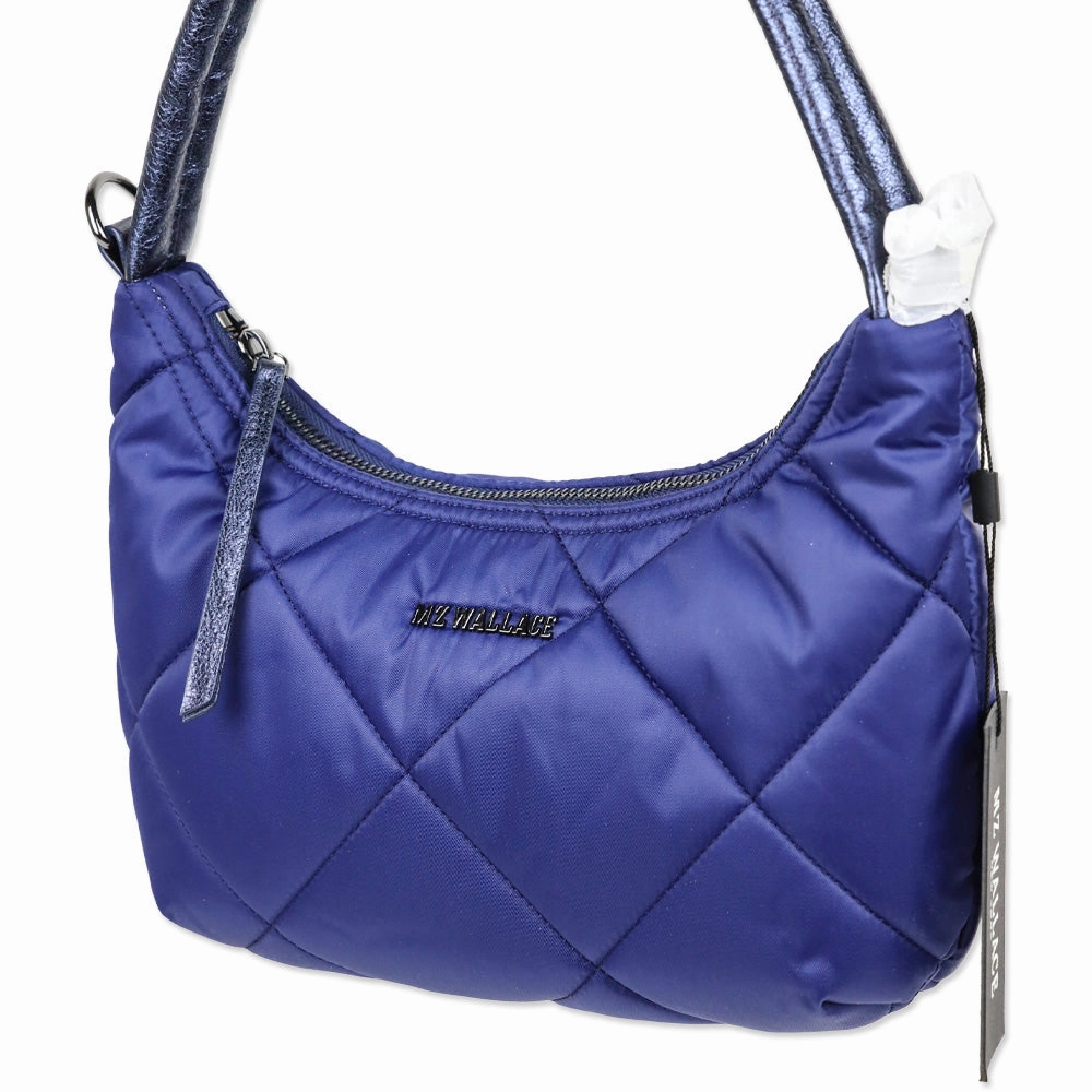MZ Wallace Sapphire Blue Quilted Nylon Small Bowery Shoulder Bag