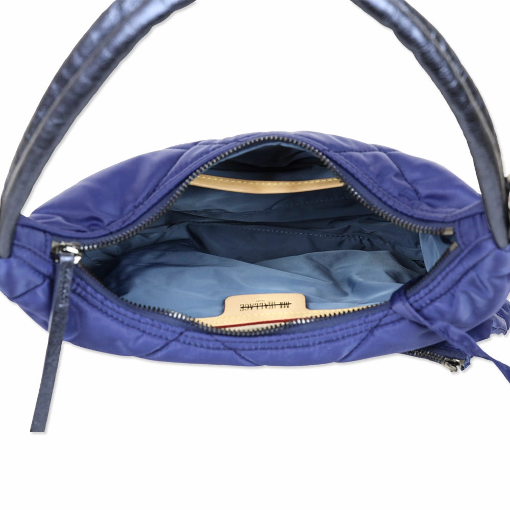MZ Wallace Sapphire Blue Quilted Nylon Small Bowery Shoulder Bag