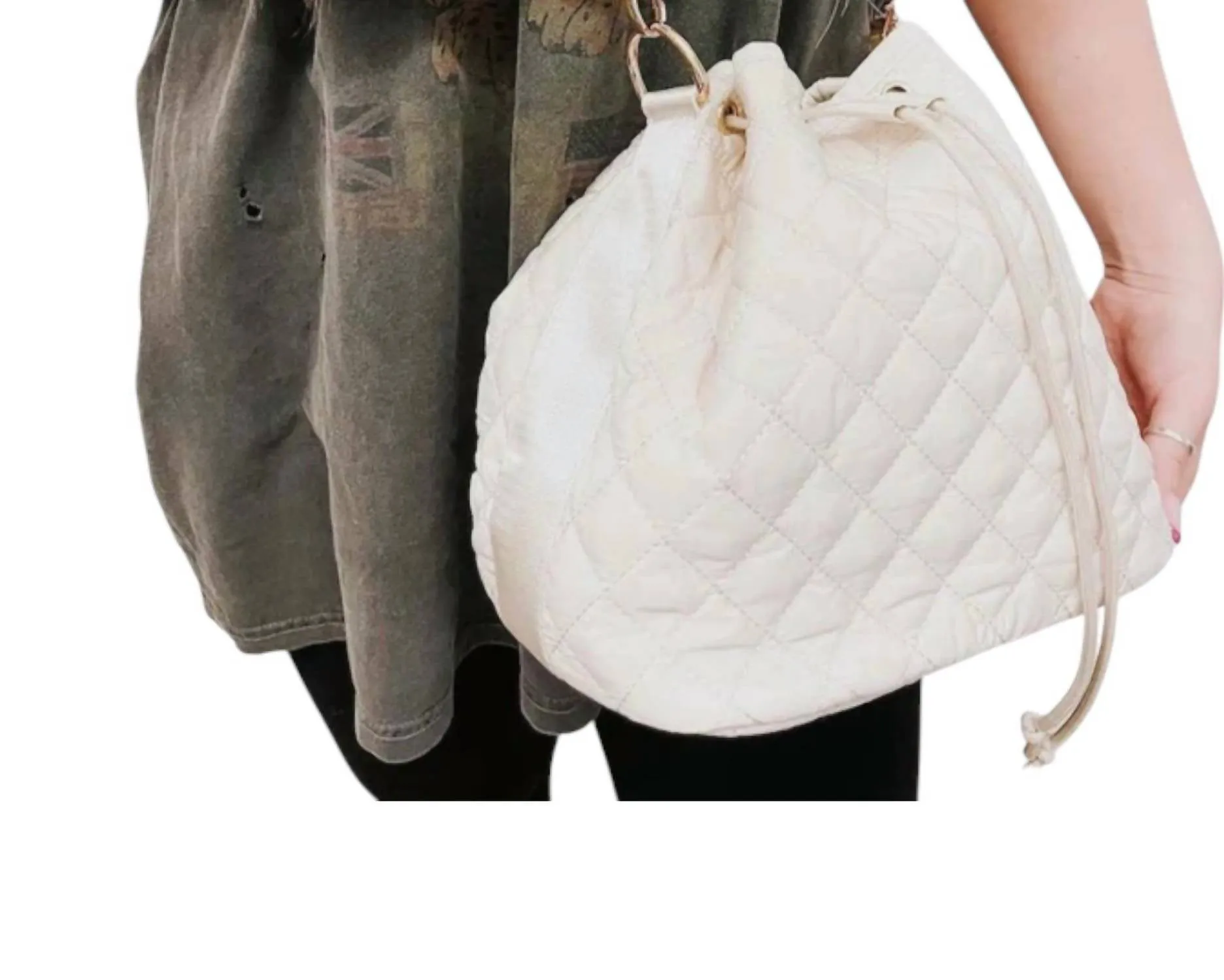 Natalia Quilted Crossbody Bag In Cream