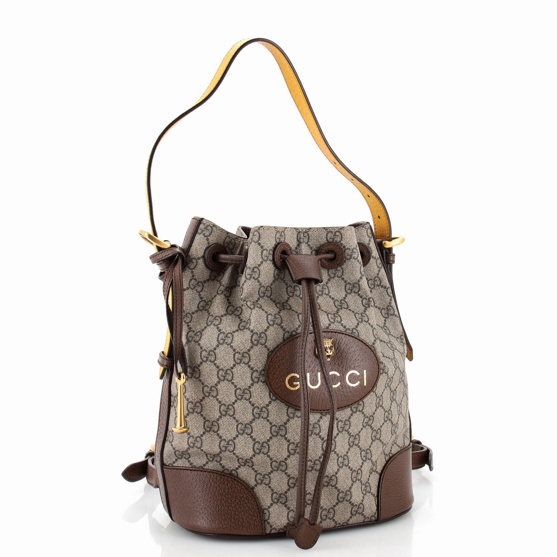 Neo Vintage Drawstring Bucket Backpack GG Coated Canvas Mini