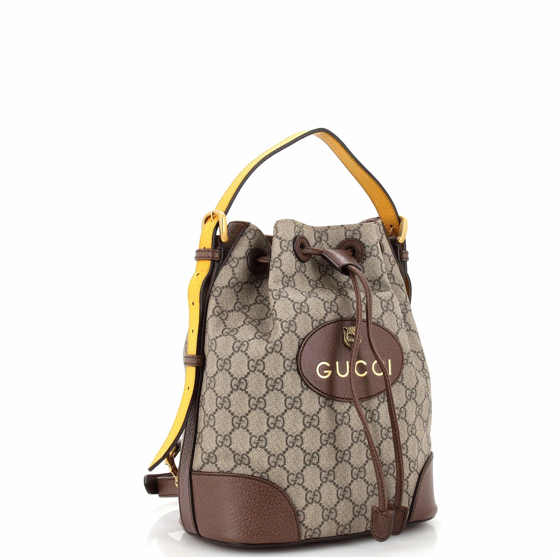 Neo Vintage Drawstring Bucket Backpack GG Coated Canvas Mini