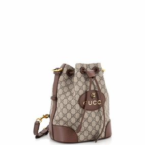 Neo Vintage Drawstring Bucket Backpack GG Coated Canvas Mini