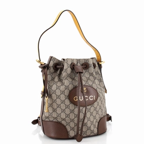 Neo Vintage Drawstring Bucket Backpack GG Coated Canvas Mini