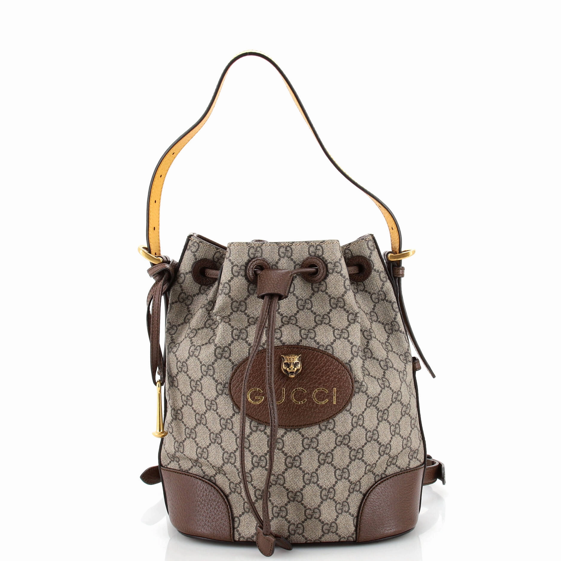 Neo Vintage Drawstring Bucket Backpack GG Coated Canvas Mini