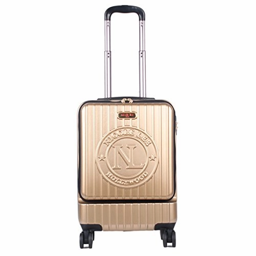 Nicole Lee Women'S Carry Hard Shell Travel Luggage, Laptop Compartment Rolling Wheels, Gold