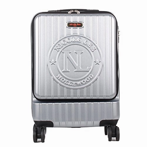 Nicole Lee Women'S Carry Hard Shell Travel Luggage, Laptop Compartment Rolling Wheels, Silver