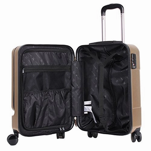 Nicole Lee Women'S Carry Hard Shell Travel Luggage, Laptop Compartment Rolling Wheels, Silver