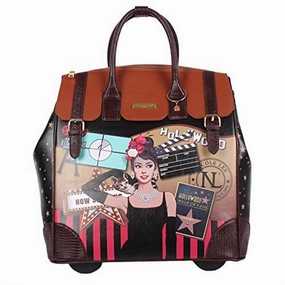 Nicole Lee Women's Exclusive Hollywood Print Rolling Business Tote, Laptop Compartment, Star