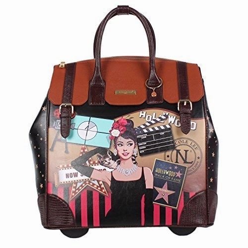 Nicole Lee Women's Exclusive Hollywood Print Rolling Business Tote, Laptop Compartment, Star