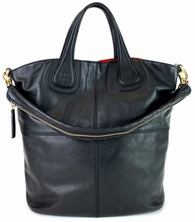 Nightingale Large Black Leather Tote Bag