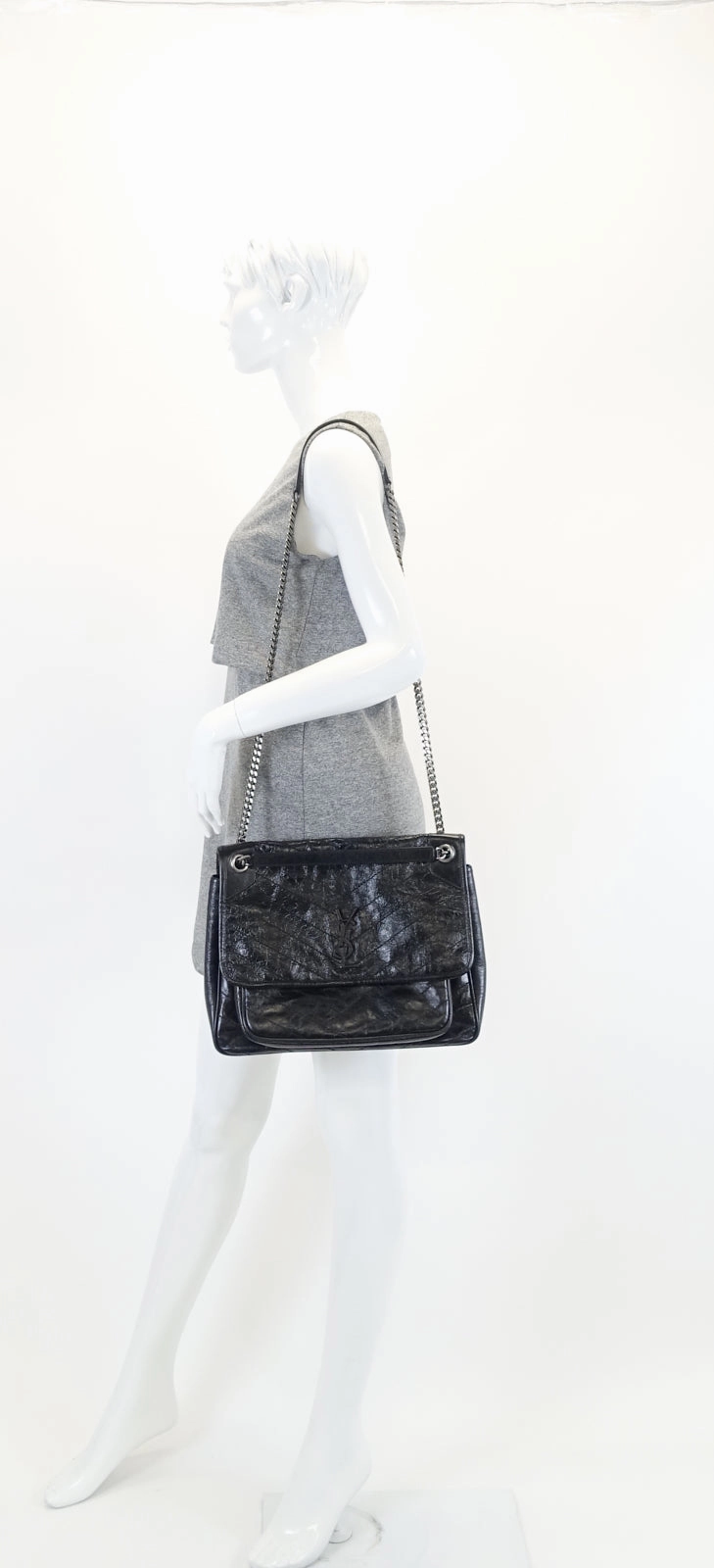 Niki Crinkled Calf Leather Large Bag