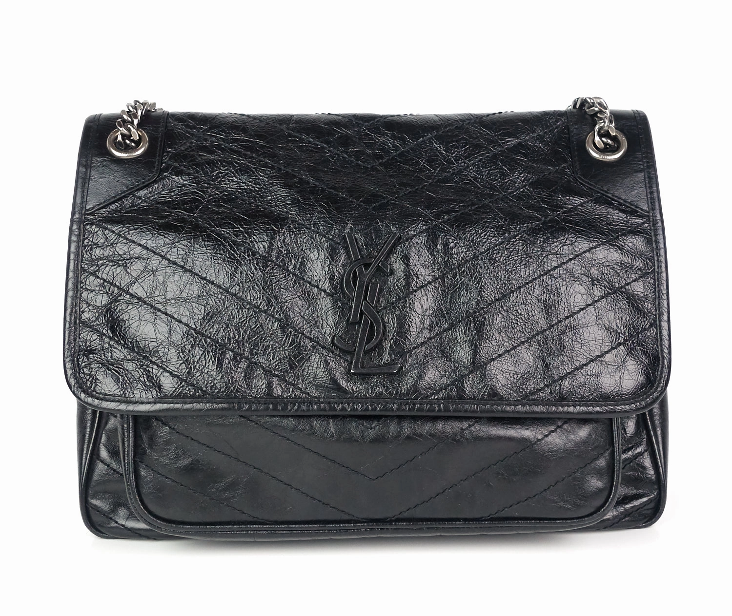 Niki Crinkled Calf Leather Large Bag