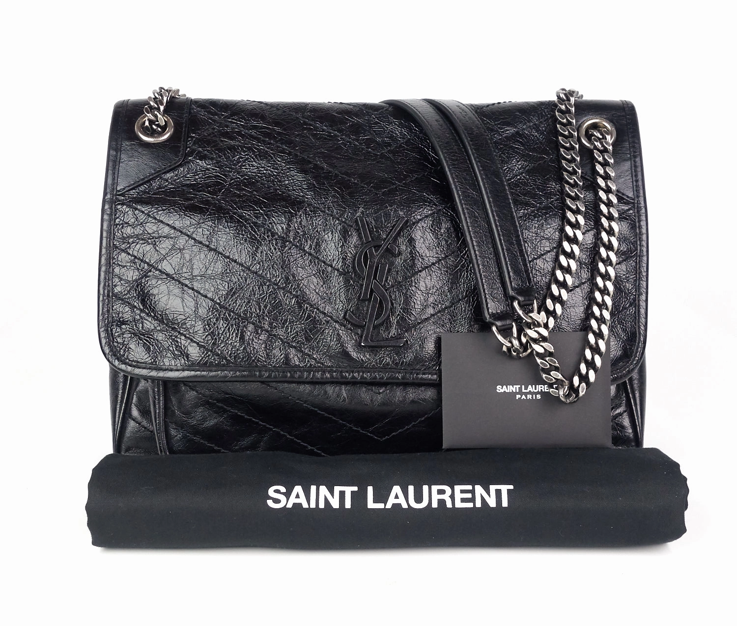 Niki Crinkled Calf Leather Large Bag