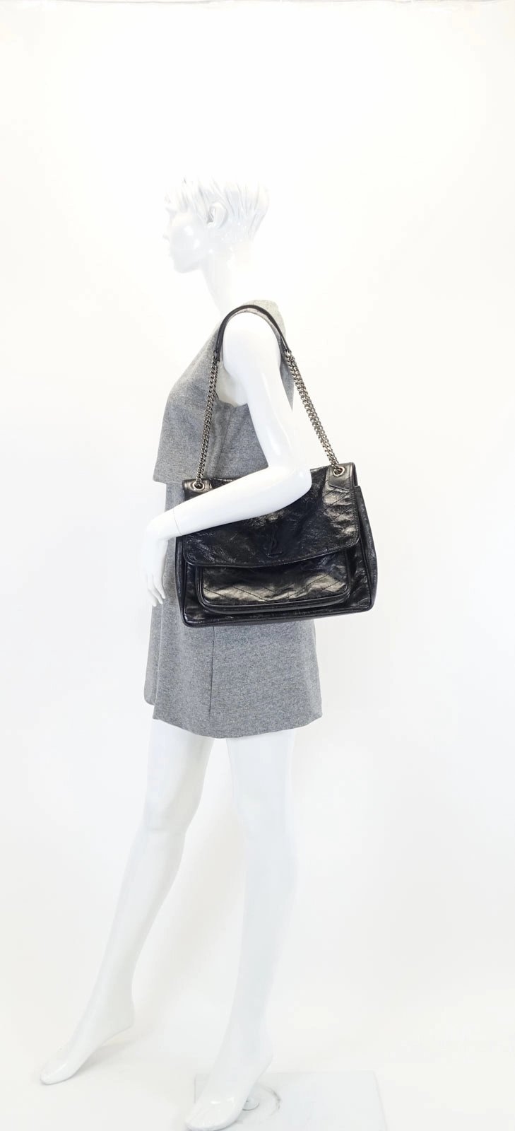 Niki Crinkled Calf Leather Large Bag