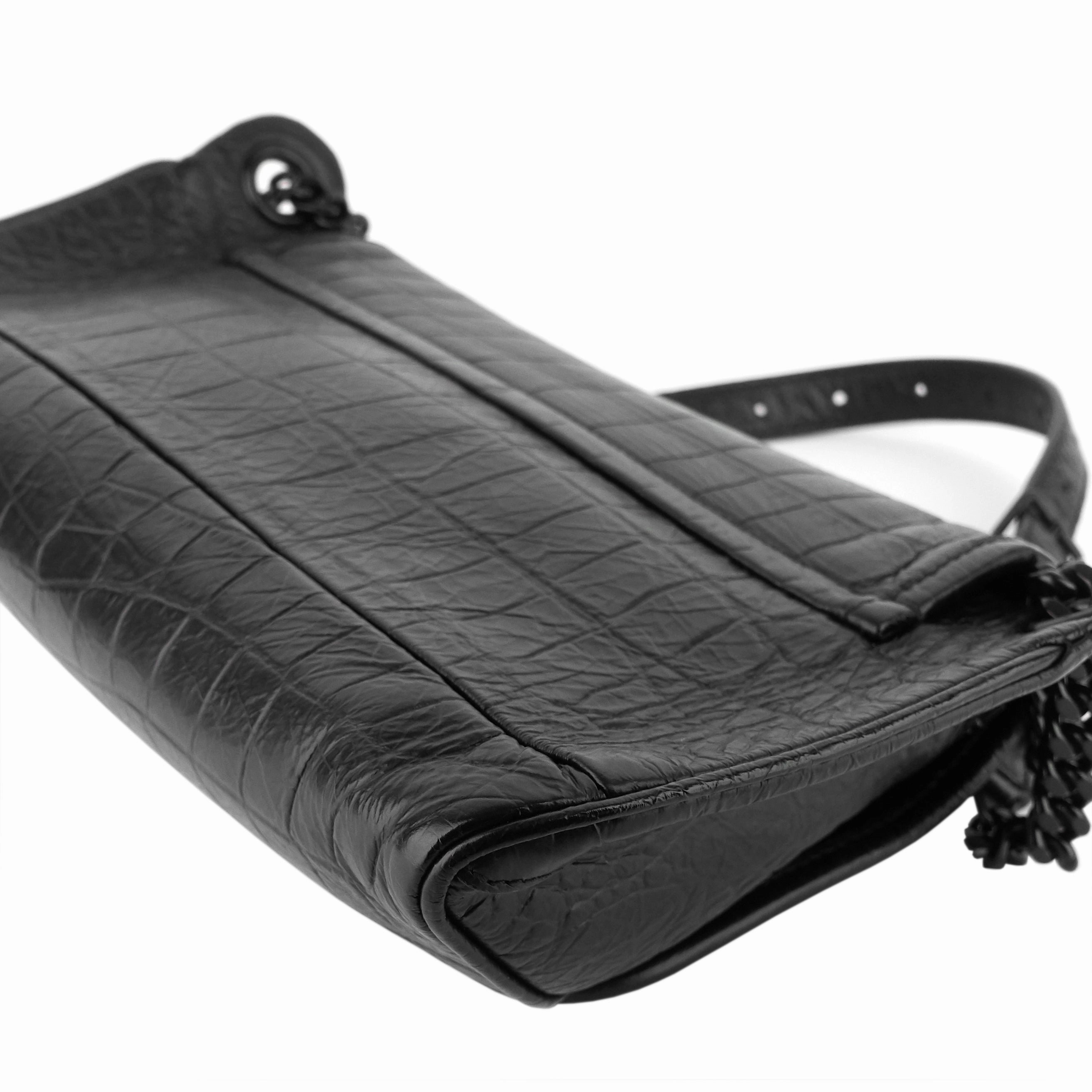 Niki Croc Embossed Calfskin Crossbody Bag
