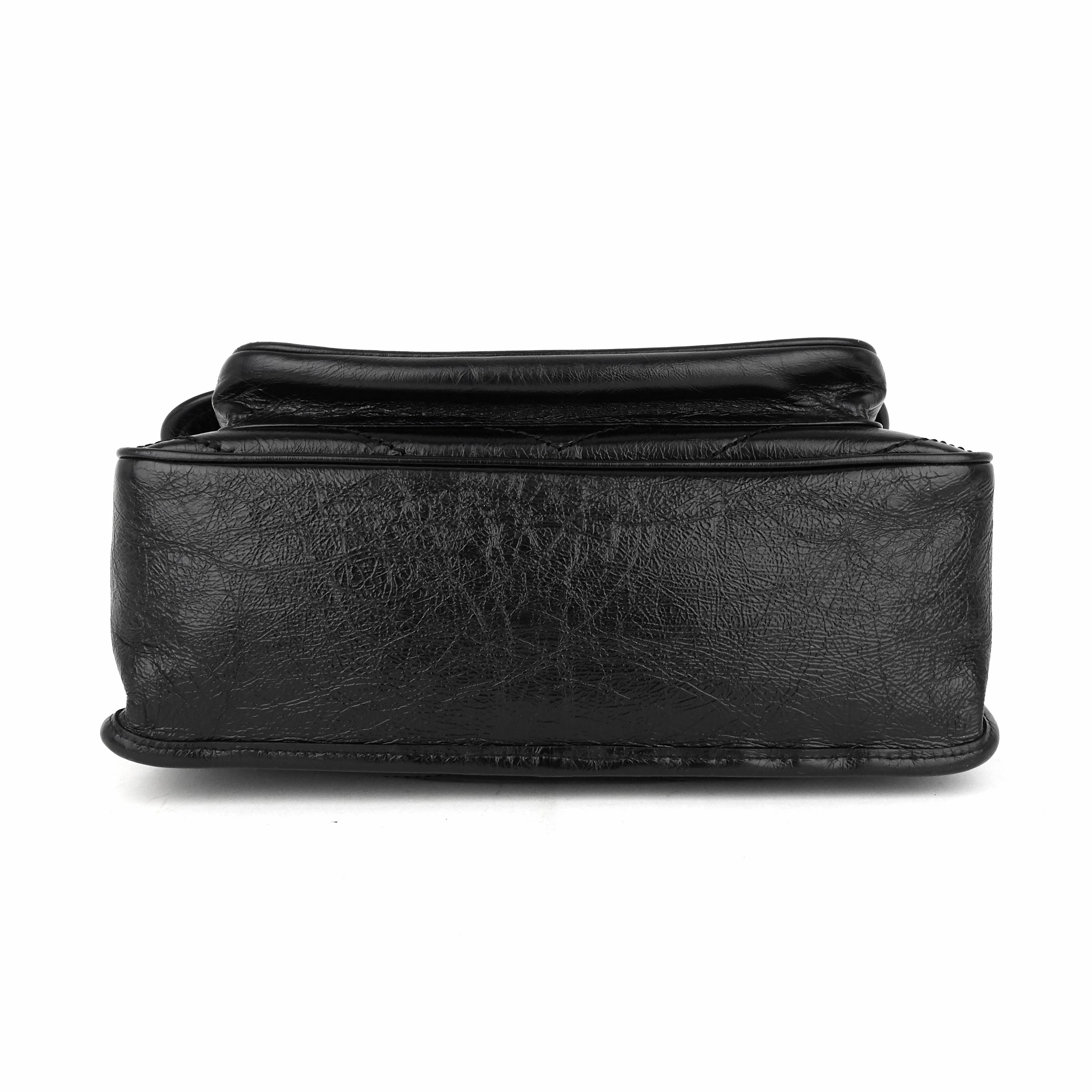 Niki Medium Crinkled Leather Chain Bag