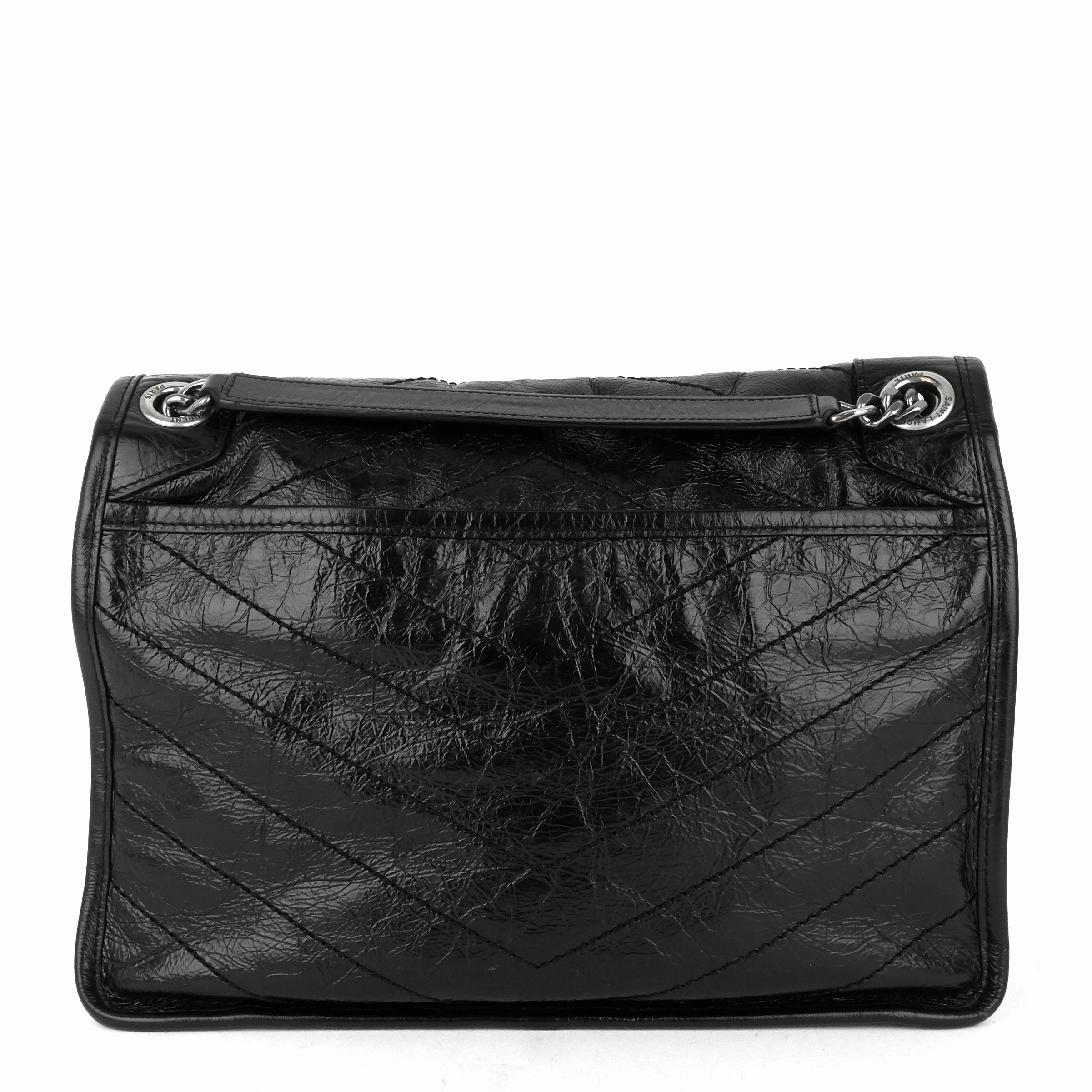 Niki Medium Crinkled Leather Chain Bag