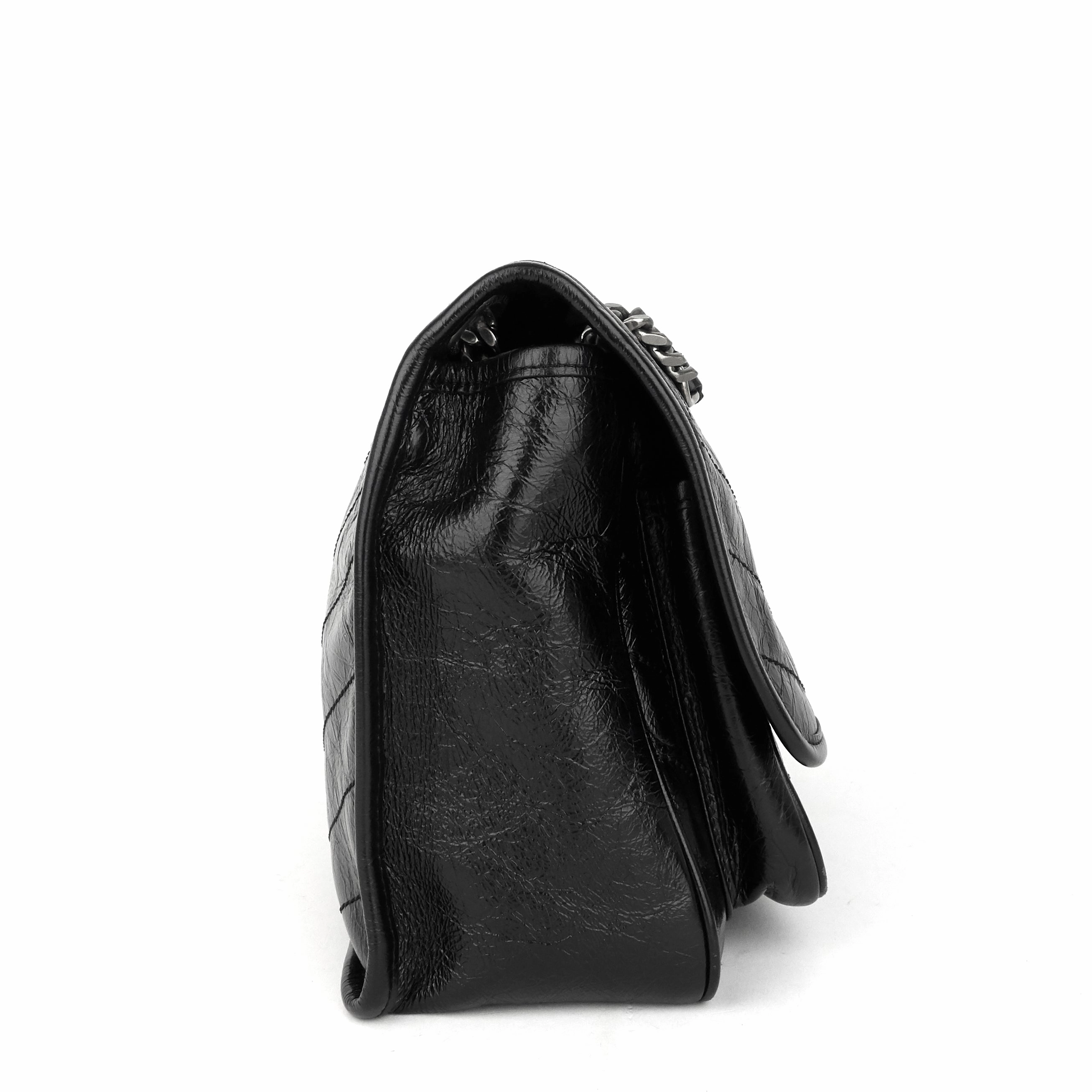 Niki Medium Crinkled Leather Chain Bag